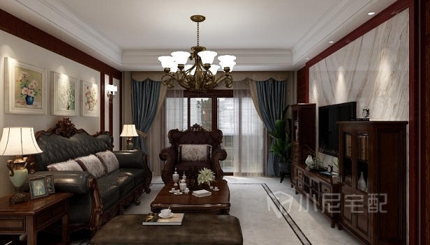 120㎡/三室一廳兩衛/美式